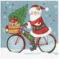 Mobile Preview: Motiv-Serviette Nikolaus auf einem Fahrrad