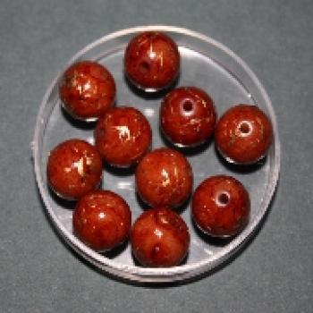 Wachsperlen, 10 mm, braun-goldfaden