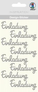 Design-Sticker, silber, "Einladung"