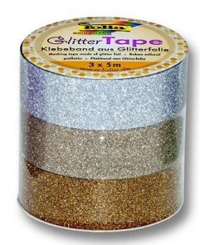 Glitter Tape, Klebeband, silber, hellgold, gold