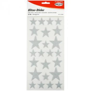 Glitzer-Sticker Sterne Glitter-Silber