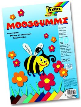 Moosgummi-Set 2 mm, 10 Bogen in Einzelfarben