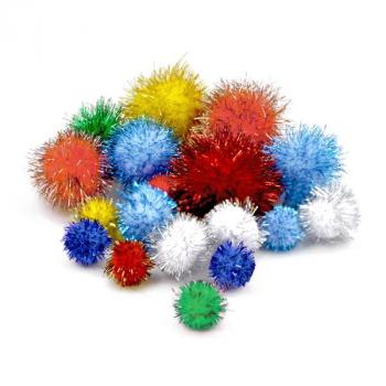 Glitter Pom Pom Sortiment bunt sortiert, 30 Stück