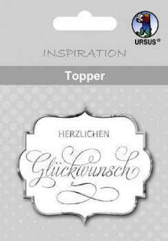 Topper, weiß/silber, "Glückwunsch"