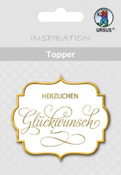 Topper, weiß/gold, "Glückwunsch"