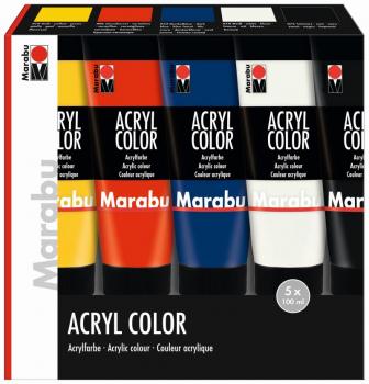 Marabu Acryl Color, Set mit 5x100ml Tuben