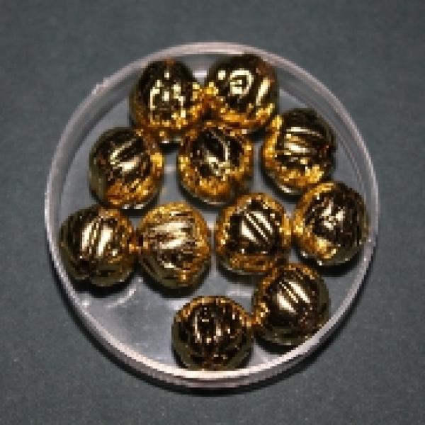 Wachsperlen, 10 x 10 mm, gold geriffelt