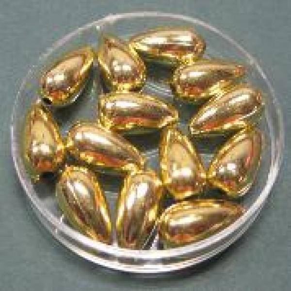 Wachsperlen - Tropfen, 13 x 7 mm, gold