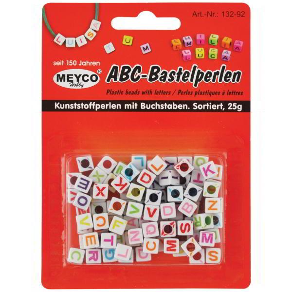 ABC-Bastelperlen weiss, bunt bedruckt