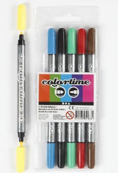 Doppel Filzstifte, 6er Set, 2,3-3,6mm von Colortime