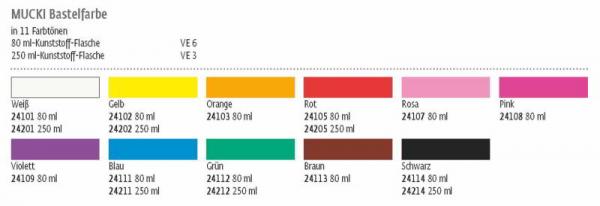 MUCKI Bastelfarbe, 6er-Set
