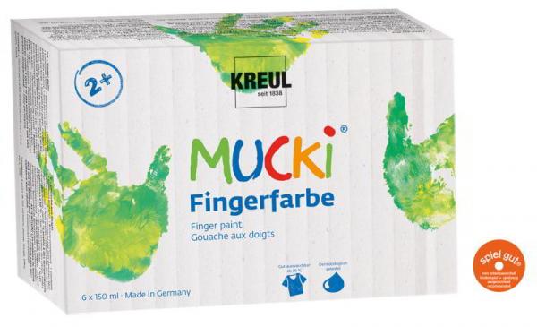 MUCKI Fingerfarben-Set, 6 Farben je 150 ml