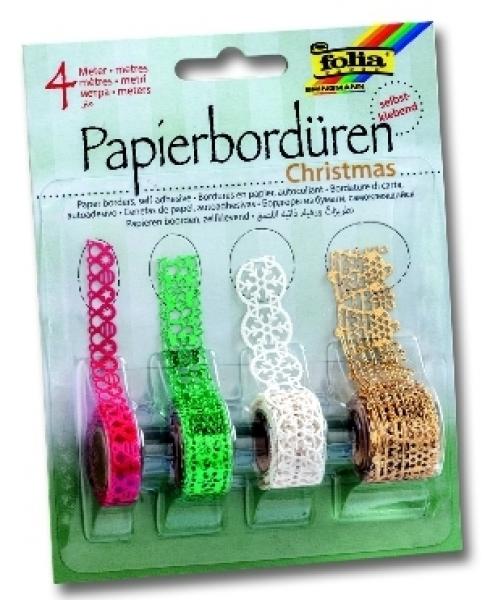 Folia Papierbordüren-Set, " Christmas ", 4x1m