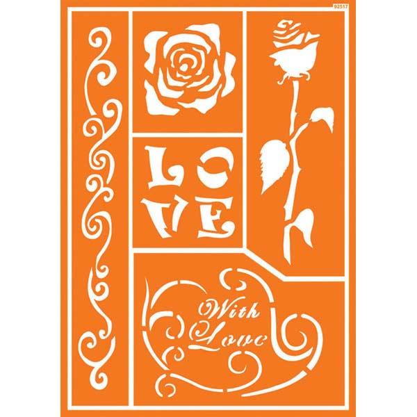JAVANA Textil-Schablone Romantic Rose