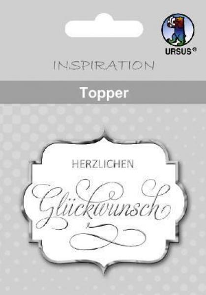 Topper, weiß/silber, "Glückwunsch"